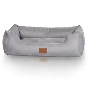 Hundebett Knuffelwuff Dreamline aus Velours 85 x 63 cm grau