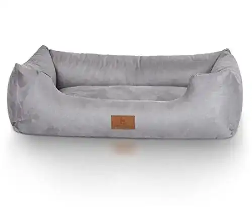 Hundebett Knuffelwuff Dreamline aus Velours 85 x 63 cm grau
