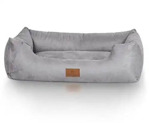 Hundebett Knuffelwuff Dreamline aus Velours 85 x 63 cm grau