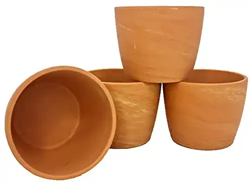 Tontöpfe im 4er-Set mit marmorierter Optik für Pflanzen
