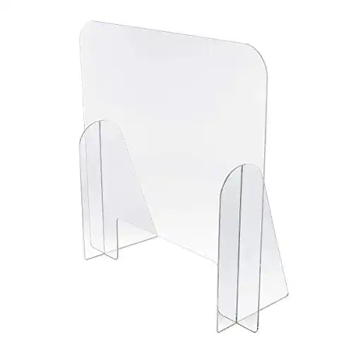 Spuckschutz mit Durchreiche aus Acrylglas für Virenschutz und Hustenschutz