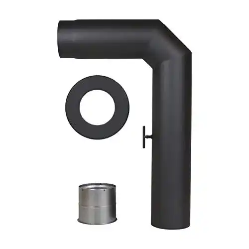 Ofenrohrset LANZZAS 3-teilig mit Drosselklappe und Tür (2x 45°)