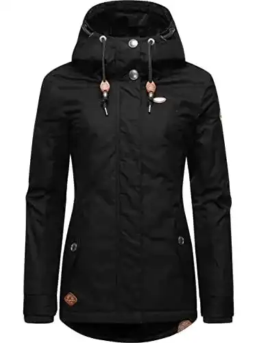 Winterjacke Damen Ragwear Kurze gefütterte Jacke mit Kapuze