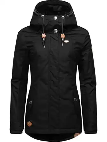 Winterjacke Damen Ragwear Kurze gefütterte Jacke mit Kapuze