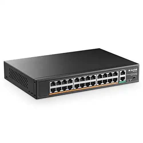 24-Port Switch MokerLink mit 24 PoE-Ports und 2 Gigabit Uplink