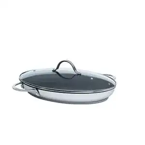 Kelomat Fischpfanne mit Deckel 3540-383, 38×26 cm aus Edelstahl