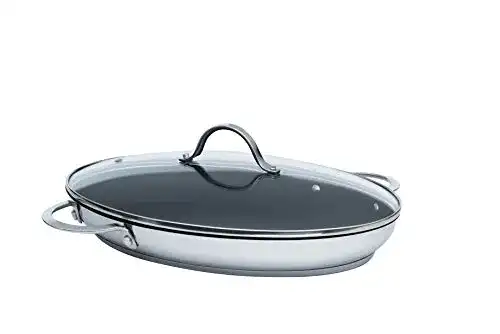 Kelomat Fischpfanne mit Deckel 3540-383, 38×26 cm aus Edelstahl