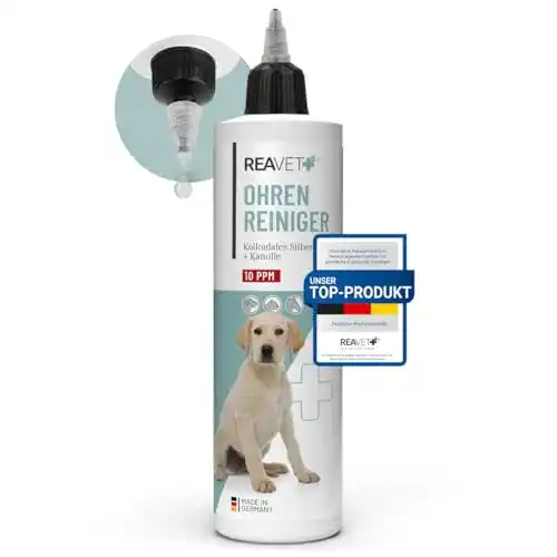 Ohrreiniger für Hunde und Katzen Reavet 250ml mit Kamille und Silber