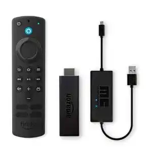 Amazon Fire TV Stick mit Alexa-Sprachfernbedienung und USB-Ladekabel