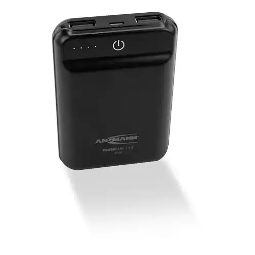 Ansmann Mini Powerbank 10000 mAh mit 2 USB Ports und LED Anzeige
