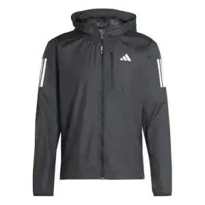 Langlaufjacke für Herren von Adidas – Own the Run Jacket in Schwarz/Weiß