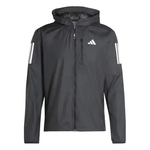 Langlaufjacke für Herren von Adidas – Own the Run Jacket in Schwarz/Weiß