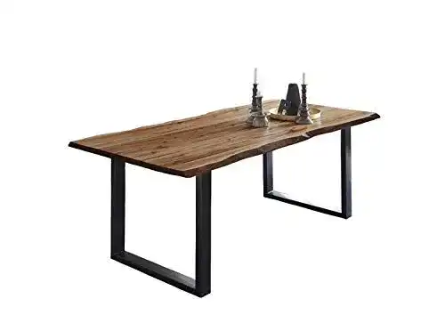 Esstisch Holz Sam 140 x 80 cm Mephisto mit Baumkante und U-Gestell