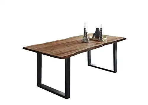 Esstisch Holz Sam 140 x 80 cm Mephisto mit Baumkante und U-Gestell