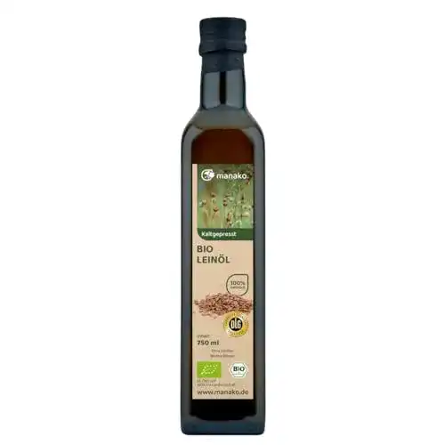 Leinöl manako BIO human, kaltgepresst und 100% rein, 750 ml