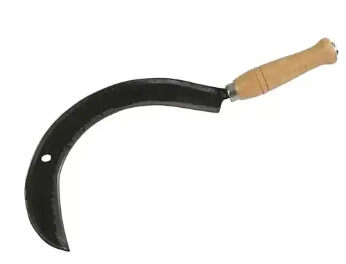 Sichel mit Holzgriff von Kerbl, 41 x 28 x 3,5 cm mit Schneideschutz