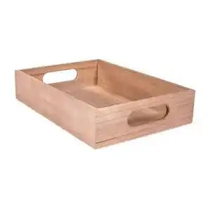 Holztablett Rayher, kleines Serviertablett mit Griffen, 24 x 17 x 5 cm