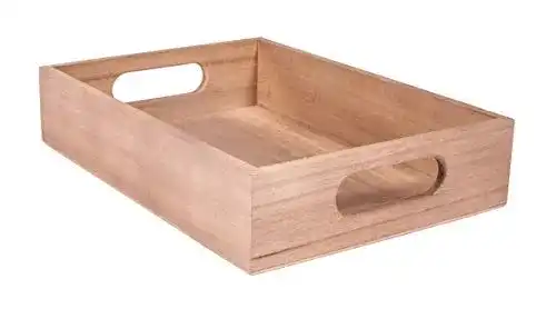 Holztablett Rayher, kleines Serviertablett mit Griffen, 24 x 17 x 5 cm