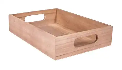 Holztablett Rayher, kleines Serviertablett mit Griffen, 24 x 17 x 5 cm