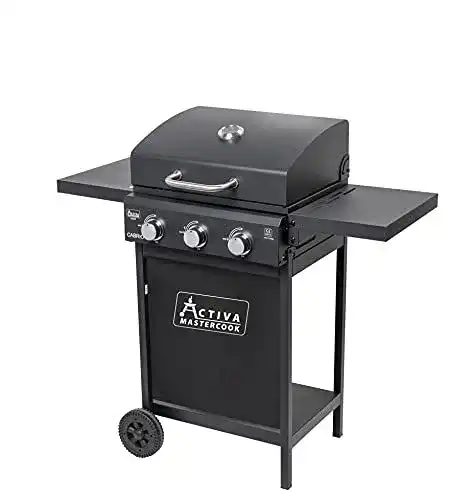 Gasgrill ACTIVA Cabrio in Schwarz mit 3 Brennern und Thermometer