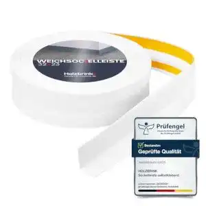 Selbstklebende Weichsockelleiste aus PVC in Weiß, 32x23mm