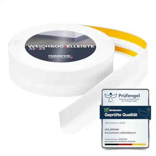 Selbstklebende Weichsockelleiste aus PVC in Weiß, 32x23mm