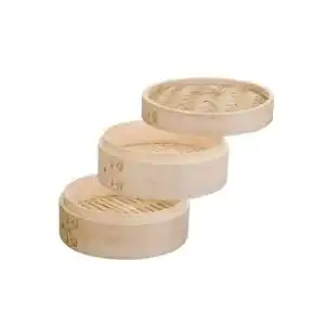 Bambusdämpfer Ibili Dampfgarer-Set aus Bambus, 20 cm, 3-teilig