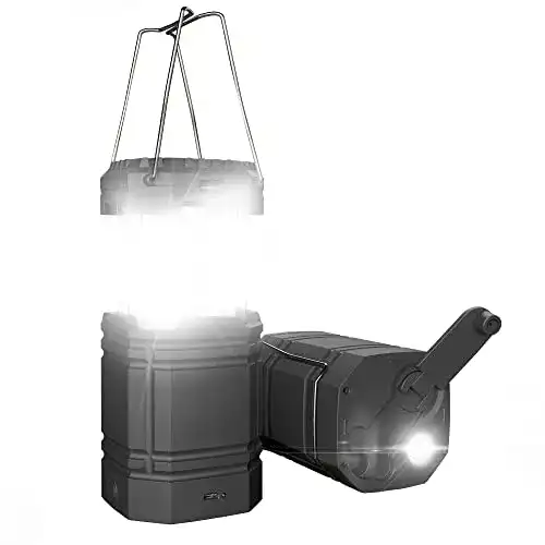 Campinglampe Mesqool mit Solar- und Handkurbel-Funktion, tragbar