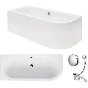 Eckbadewanne Vbchome Acryl 170×75 cm mit Schürze und Siphon
