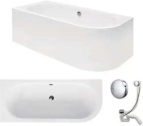 Eckbadewanne Vbchome Acryl 170×75 cm mit Schürze und Siphon