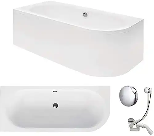 Eckbadewanne Vbchome Acryl 170×75 cm mit Schürze und Siphon