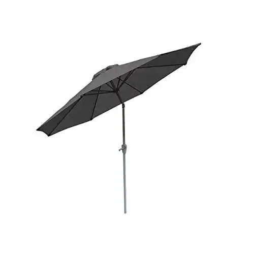 Mendler Sonnenschirm N18 grau, Gartenschirm mit Kurbel und UV-Schutz
