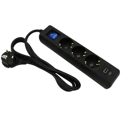 Steckdosenleiste mit Flachstecker Arli 3m und 2 USB-Anschlüssen