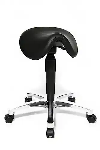 Sattelstuhl Topstar Rollhocker Bonanza aus Leder in Schwarz