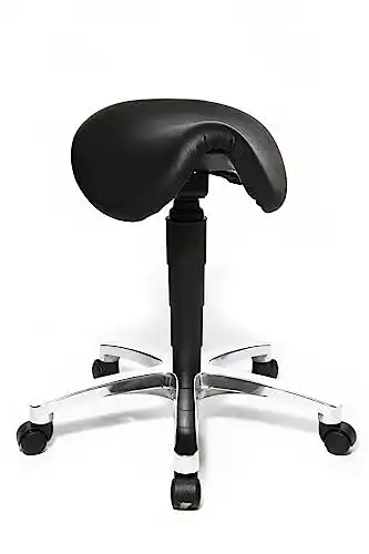 Sattelstuhl Topstar Rollhocker Bonanza aus Leder in Schwarz