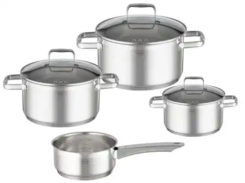 Rösle Charm Topf-Set 4-teilig aus Edelstahl mit Glasdeckel