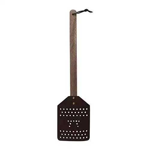 Fliegenklatsche Outset 76635 aus Akazienholz und Leder