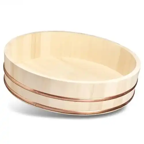 Hangiri Holzschüssel für die Sushi Zubereitung (Durchmesser 48 cm)