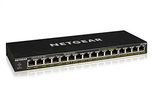 16-Port Gigabit Switch Netgear GS316P mit PoE+ und Ethernet LAN
