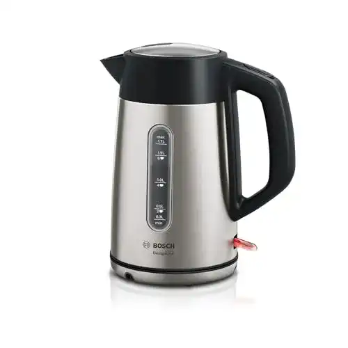 Bosch Wasserkocher DesignLine TWK4P440 kabellos mit Edelstahl und 1,7 L