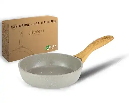 Divory Keramikpfanne 16 cm Kleine Bratpfanne mit Keramikbeschichtung