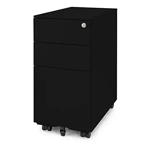 Rollcontainer Ergotopia schwarz – abschließbarer Bürocontainer für Schreibtisch