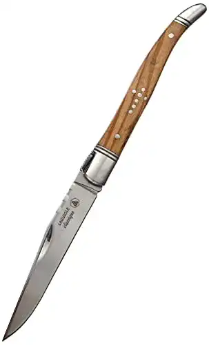Laguiole Taschenmesser mit Olivenholzgriff und Lederetui
