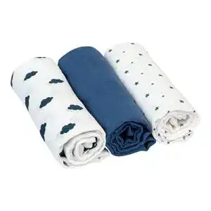 Stoffwindeln Bornino Basics Mullwindeln 80×80 cm in Wolken und Sterne Design