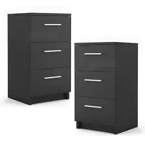 Nachttisch für Boxspringbett Vicco, Nachtkommode in Schwarz, 2er Set