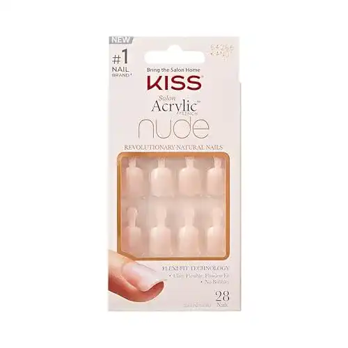 Künstliche Fingernägel Kiss Salon Acrylic French Nude – 28 Press On Kunst-Nägel