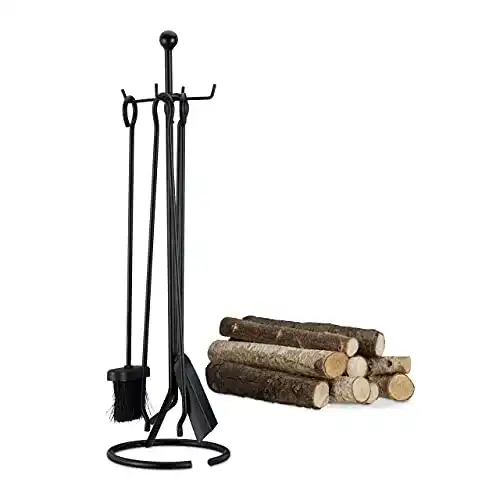 Kaminbesteck Set Relaxdays 5-teilig mit Halter