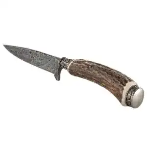Jagdnicker Holz-Leute Trachtenmesser mit Damastklinge
