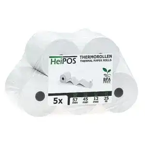 Thermorollen Set für HeiGroup HeiPOS Kassensysteme, 5 Stück