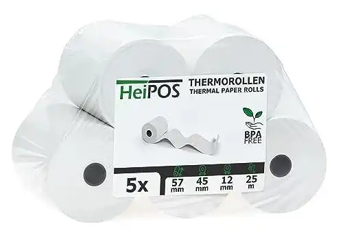 Thermorollen Set für HeiGroup HeiPOS Kassensysteme, 5 Stück